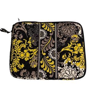 Vera Bradley Laptop Bag Pouch Black Yellow 14" Zipper